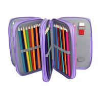 BEBEMOKO Art School Stationery Box Slots Pencil Bag Multi-Purpose Pencil Case Eraser Sharpener Pouch Nylon for Boys Girls Writers