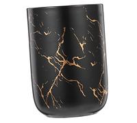 BEBEMOKO Ceramic Marble Pattern Mouthwash and Toothbrush Cup Black Portable Multipurpose Storage Water Cup for Bathroom, Hotel and Travel Use