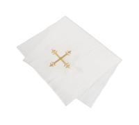 BEBEMOKO Cotton Linen Purificator for Mass Embroidered Altar Cloth White and Golden Universal Fit Absorbent 17x10 for Church Altar Linens Setup