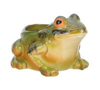 BEBEMOKO Creative Ceramic Flowerpot with Cute Frog Ornament for Indoor Outdoor Garden Decor Decorative Micro Landscape Planter for Home Balcony Green Plants
