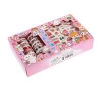 BEBEMOKO Creative DIY Washi Tape and Sticker Cute Cartoon Decorative Tape for Scrapbook Journal Planner Arts Crafts with Vivid Patterns for Scrapbooking and Diary Decoration