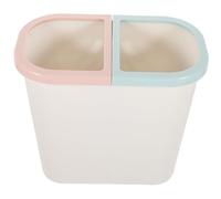 BEBEMOKO Double Compartment Drain Trash Bin Plastic Garbage Container for Kitchen Bathroom Office Dry Wet Waste Separation Bin Small White Rubbish Can for Home Use