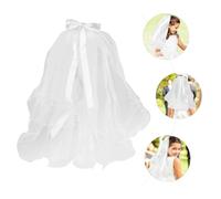 BEBEMOKO Dual-layer White Wedding Veil with Pearl Bow Hair Accessory Soft Tulle Headpiece for Party Communion Birthday Elegant Bridal Hair Ornament