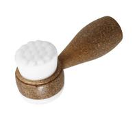 BEBEMOKO Ergonomic Soft Bristle Face Wash Brush Dual-sided Exfoliating Facial Scrubber for Gentle Skin Cleansing and Makeup Removal Portable Design with Coconut Handle