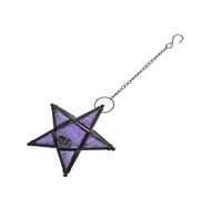 BEBEMOKO European Style Colored Embossed Glass Five-pointed Star Candle Holder Hanging Ironwork Decorative Pendant for Home Hotel Bar Space-saving Wall-mounted Artistic Candle Lantern