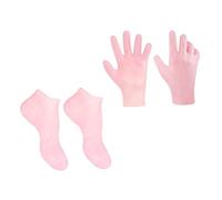 BEBEMOKO Exfoliating Callus Remover Socks and Moisturizing Gloves Set, 2 Pairs, Pink, L Size (38-40), Foot and Hand Skin Care for Dry Rough Cracked Skin