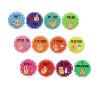 BEBEMOKO Gesture Poster Classroom Sign Hand Signal Cards Classroom Management Classroom Rules Poster ASL Flash Cards Oktoberfest Buttons Colorful Classroom Decor Glossy Film White Cardboard