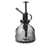 BEBEMOKO Glass Watering Spray Bottle Vintage Sprayer for Indoor Plants Gray Glass Container Antique Copper Nozzle Fine Mist Watering for Home Gardening