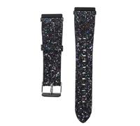 BEBEMOKO Glitter Leather Watch Band Compatible with Popular Smartwatches, Black Delicate Wrist Strap for Women and Men, Fashion Sparkling Replacement Accessory for Wearable Technology