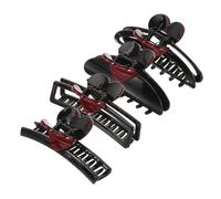 BEBEMOKO Heart Hair Claw Clips 4pcs Set Large Unique Hair Accessories for Women Black and Red Hollow and Solid Designs Versatile Styling for Party and Daily Use