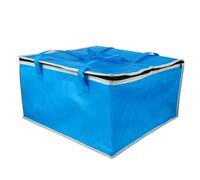 BEBEMOKO Insulated Aluminum Lunch Bag 14-inch Blue Thermal Pizza Tote Multi-Functional Fresh Preservation Food Storage Pouch for Takeout and Outdoor Use