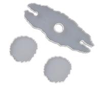 BEBEMOKO Irregular Silicone Epoxy Mold Set for DIY Wine Glass Holder and Coaster Flexible Reusable Crystal Mold Tray for Handmade Drinkware Holder and Serving Accessories