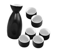 BEBEMOKO Japanese Sake Porcelain Set Ceramic Drinkware with Heat Retention Sake Bottle and Round Cups Traditional Pottery for Authentic Rice Wine Enjoyment and Easy Cleaning