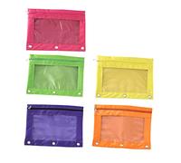 BEBEMOKO Large Pencil Case Zipper 5pcs Pack 3 Hole Pouch File Bag Oxford Stationery Bag