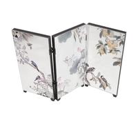 BEBEMOKO Mini Folding Screen Japanese Desktop Screen Desktop Room Divider Small Asian Decor Traditional Aesthetic Acrylic Tabletop Mirror Reflects Light Feng Shui Ornament for Everyday Home