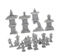 BEBEMOKO Miniature Stone Lantern Garden Gnome China Bonsai Miniatures Decorations Japanese Decor Mini Stone Topiary Zen Terrarium Artificial Pagoda Outdoor Figurines Fairy Garden Fan Resin