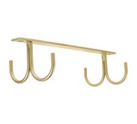 BEBEMOKO Mug Rack with 4 Gold Hooks Iron Kitchen Cabinet Organizer for Hanging Coffee Cups and Bathroom Utensils Storage