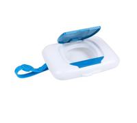 BEBEMOKO Portable Baby Wet Tissue Case Blue Lid, Outdoor Infant Wet Wipes Dispenser Box, Dustproof Moist Tissue Holder for Stroller and Travel