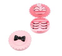 BEBEMOKO Portable Eyelash Storage Box with Mirror Chic Bowknot Design False Lash Organizer for Women Compact Cosmetic Case for Makeup and Vanity Storage Convenient Eyelash Case in Pink