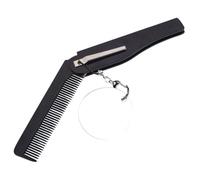 BEBEMOKO Portable Folding Fine Tooth Beard Comb with Oval Mirror Keychain for Men Lightweight Pocket Comb for Travel and Grooming Compact Foldable Design Easy to Carry and Store