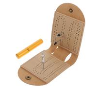 BEBEMOKO Portable Leather Cribbage Scoreboard with Folding Design and Pegs Pocket-sized Indoor Card Game Score Board for Travel and Family Games