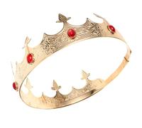 BEBEMOKO Prince Crown Cosplay Headpiece for Men Rhinestone Decorative King Crown for Party Carnival Prom and Stage Red