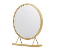 BEBEMOKO Round Shaped Cosmetic Mirror Gold Makeup Mirror for Dressing Table Desktop Vanity High Definition Clear Surface Stable Base for Bedroom Bathroom Home Use