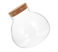 BEBEMOKO Sealed round Glass Jar with Cork Lid for Desktop Micro-landscape Plants, 13cm DIY Ecological Bottle for Succulent Terrarium and Air Plant Container, Kitchen and Home Gardening