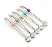 BEBEMOKO Stainless Steel Straws Mate Bombilla Straw Filter Head Sieve Strainer for Mate Tea Easy to Clean Grey