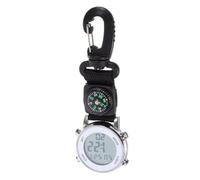 BEBEMOKO Sturdy Digital Pocket Watch with Carabiner Clip, Mini Size 13.5x4.2cm, Silver, Designed for Men’s Outdoor Use and Travel