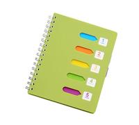 BEBEMOKO Thick Side-spiral Notebook with Dividers Large Green Category Notepad for Students Journal Diary Writing Smooth Paper for School Travel Office Planning