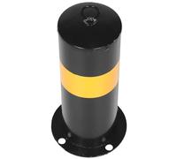 BEBEMOKO Thick Steel Pipe Safety Bollard Black Yellow Base, 30cm Fixed Road Barrier Post for Driveway Parking Assistant and Traffic Isolation Column