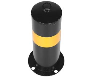 BEBEMOKO Thick Steel Pipe Safety Bollard Black Yellow Base, 30cm Fixed Road Barrier Post for Driveway Parking Assistant and Traffic Isolation Column