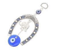 BEBEMOKO Turkish Evil Eye Hanging Ornament U-shaped Horseshoe Elephant Charm Glass Alloy Protection Decor for Car Home Wall Blessing
