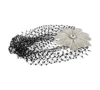 BEBEMOKO Vintage French Rhinestone Headpiece Elegant Sparkling Floral Hair Net for Weddings Parties Formal Events Classic Old World Glamour Accessory with Delicate Flowers and Eye Catching