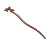 BEBEMOKO Vintage Solid Wood Cat Hair Stick Handmade Hairpin for Women Cute Wavy Long Tail Cat Design Hair Accessories for Stylish Updo Hairstyles