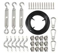BEBEMOKO Wire Rope Kit Prevents Sagging Black Stainless Steel with Coating, Strong Hanging Wire for String Lights, for Outdoor Festoon Lighting