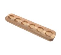 BEBEMOKO Wooden Egg Tray Egg Holder 6-compartment Single Row Acacia Wood Storage Container Kitchen Countertop