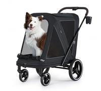 Beberoad Pet Stroller for Medium Dogs, Dog Stroller One-Second Fold, R7 All-Terrain with ER Tires, Mesh Dual-Window, Full Disassembly&Washable Waterproof Oxford Fiber (R7-Black)
