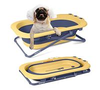 BEBEROAD PETS Pet Bathtub Collapsible Pet Bath Tub Height Adjustable Portable Dog Cat Bathing Tub for Small Medium Large Pets - Foldable Pet Shower Tub with Drainage Hole for Indoor and Outdoor Yellow