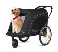 Beberoad Pets R8 Extra Large Foldable Pet Stroller, Dog Stroller & Pet Trailer for Large Dogs Under 100 lbs, Unmovable, Disabled & Pregnant Dogs - Conveniently Carriable by Bike and Car, Black