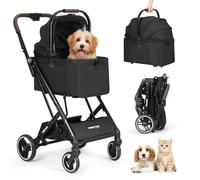 Beberoad Pets X2 Pet Stroller, Dog Stroller & Cat Stroller for Small Pets Under 33lbs, Equipped with Detachable & Foldable Carrier, Waterproof Pad & Sunshade Canopy