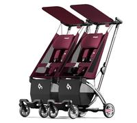 Beberoad R1 Auto-Fold Double Stroller Tandem Pushchair, Ultra Compact Double Pushchair Buggy Pram for Babies Over 6 Months, Side by Side Pram, Can Turn into Two Single Strollers, Only 23.5 lbs, Red