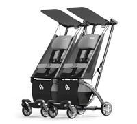 Beberoad R1 Auto-Fold Double Stroller Tandem Pushchair, Ultra Compact Double Pushchair Buggy Pram for Babies Over 6 Months, Side by Side Pram, Can Turn into Two Single Strollers, Only 23.5 lbs, Grey