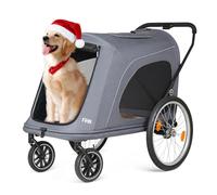 Beberoad R8 4 Wheels Foldable Pet Stroller, Dog Stroller & Pet Trailer for Large Dogs, Elderly, Disabled, and Pregnant Dogs - Conveniently Carriable by Bike and Car (Grey)