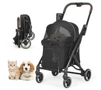 Beberoad X1 Pet Stroller Dog Pram for Small Dogs Cats, Lightweight Foldable Pet Pram Dog Pushchair Buggy, 4 Wheels, Black