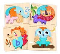 Beberolen Wooden Jigsaws Puzzles for 1 2 3 Year Old Girls and Boy, Animal Preschool Puzzles Montessori Toys, 1st Birthday Gifts for Baby Toddlers, Learning Educational Preschool Toys