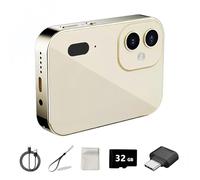 BEBESIRI D6 Digital Camera with Auto Focus & 4K Video Recording - 64MP Portable Compact UHD Camera, 16X Digital Zoom, Anti-Shake, Includes 32GB Card - for Teens & Adult Beginners (Gold)