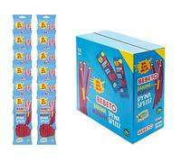 Bebeto Banana Raspberry Dyna Splitz, Chewy Fruity Gummy Pencil Sweets, Halal Certified & Vegan Candy, Pack of 12, 2.4kg