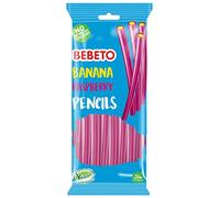 Bebeto Banana Raspberry Pencils, Chewy Fruity Gummy Pencil Sweets, Single Pack, 160g, White